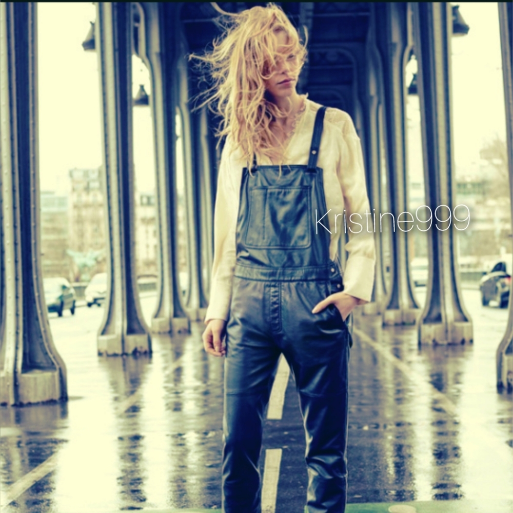 Zadig & Voltaire Bottle Green Supple Leather Sydney Overalls NEW Small Medium